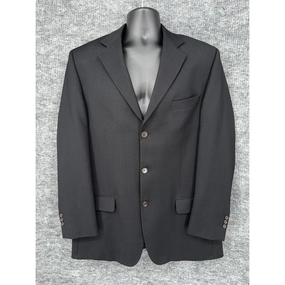 Pronto Uomo Suit Jacket Mens 42 Tall Black Wool 3 Button Notch Lapel Canada